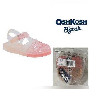 🆕OSHKOSH - 4 - NWT - GIRLS PINK OMBRE SHIMMER SPARKLE JELLY SANDALS / SHOES